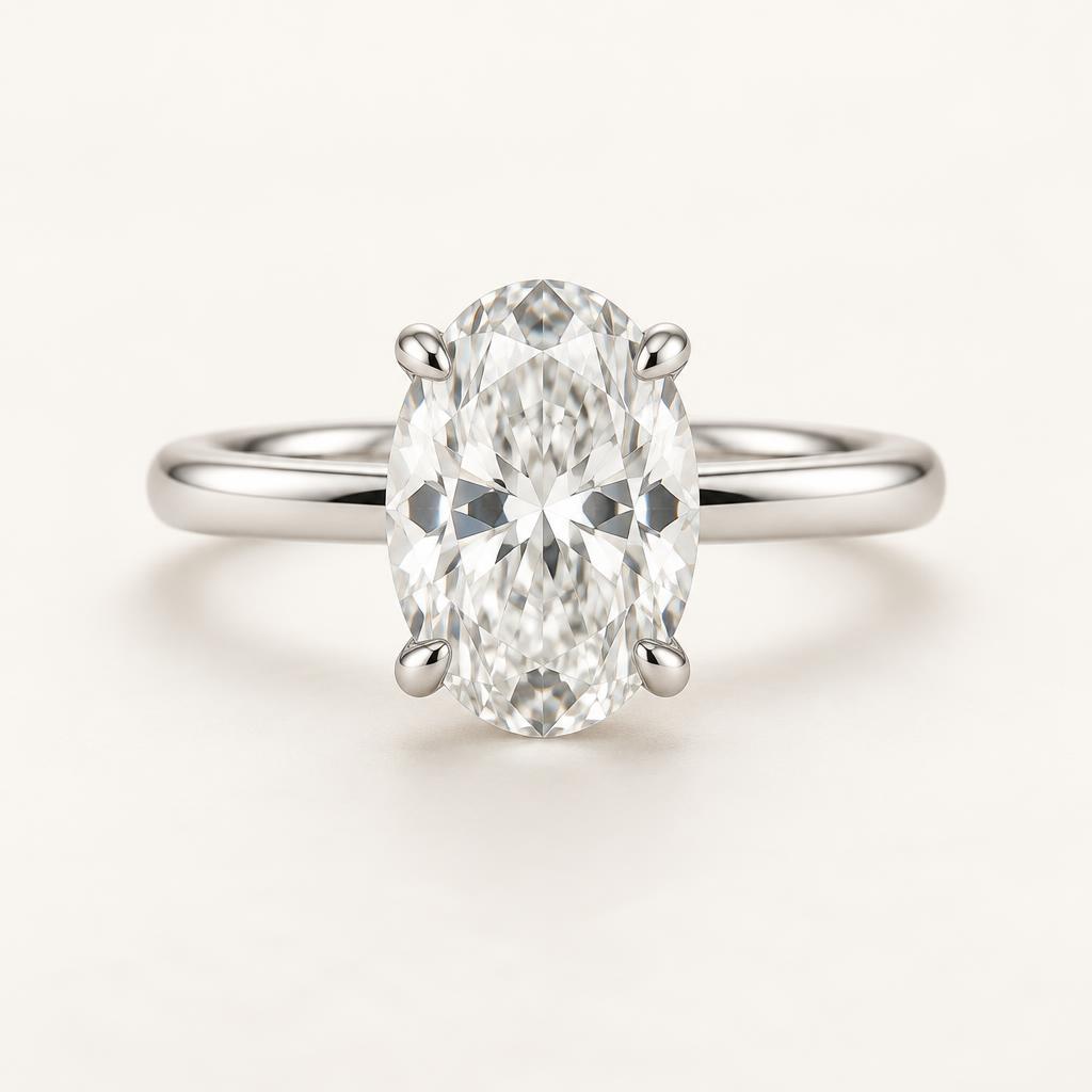Oval 1.75 CT Lab-Grown Diamond Pavé Ring in 14K Yellow Gold