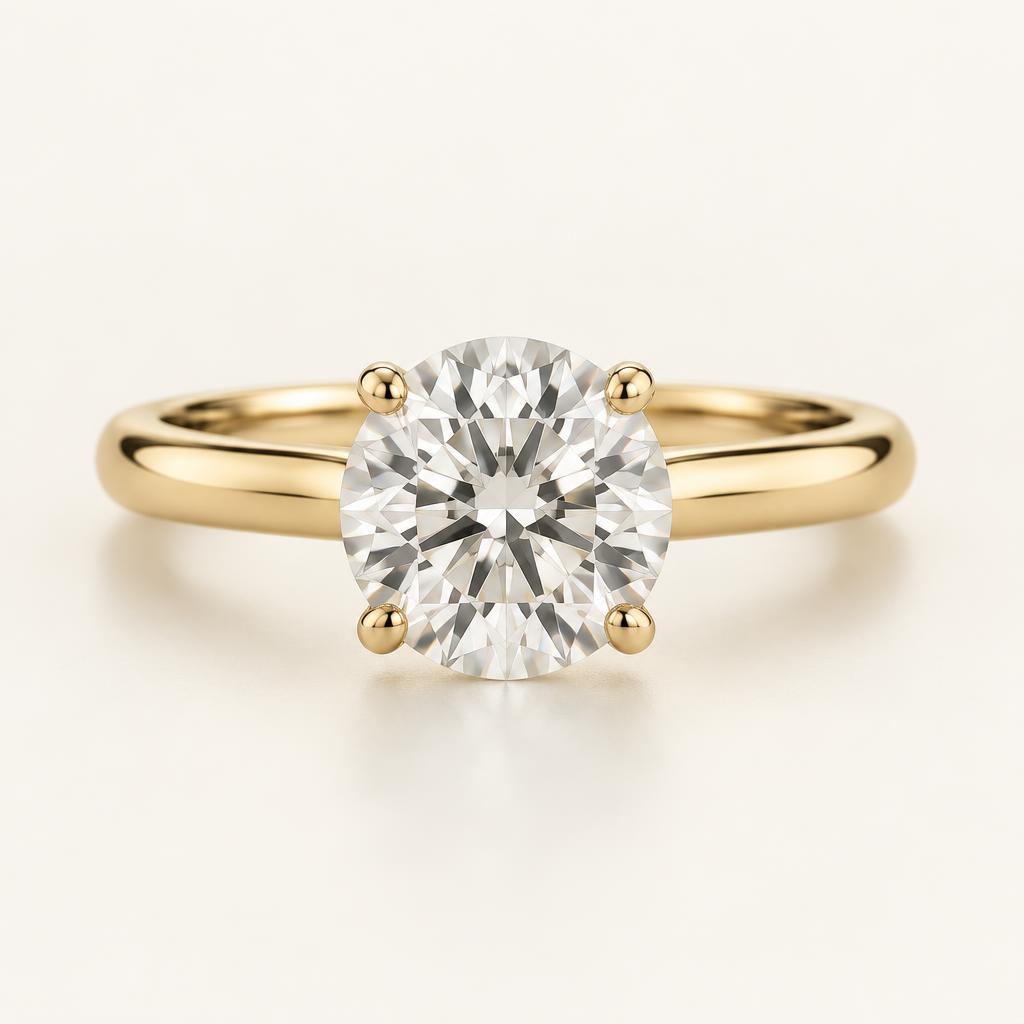 Yellow gold solitaire diamond engagement ring